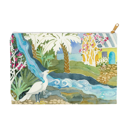 Snowy Egret Waterfall Accessory Pouch