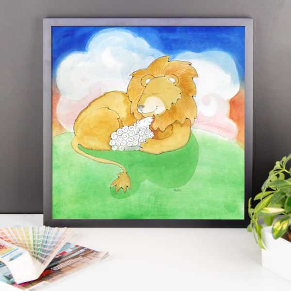 Lion and Lamb Framed Photo Paper Poster