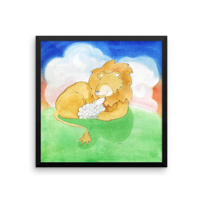 Lion and Lamb Framed Photo Paper Poster