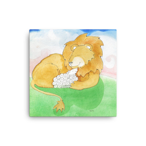 Lion and Lamb Together Canvas