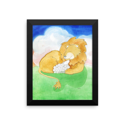 Lion and Lamb Framed Photo Paper Poster