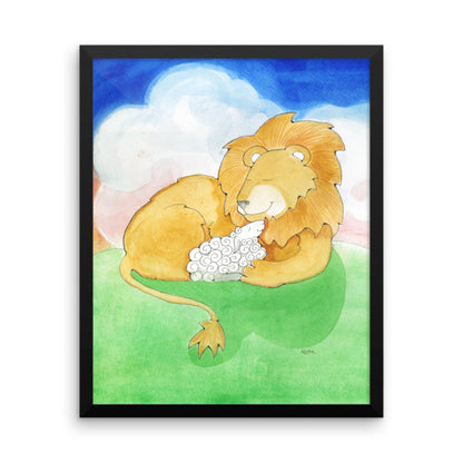 Lion and Lamb Framed Photo Paper Poster