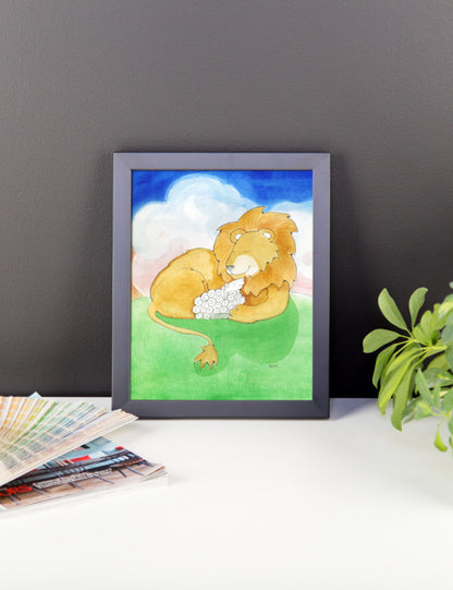 Lion and Lamb Framed Photo Paper Poster