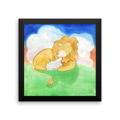 Lion and Lamb Framed Photo Paper Poster