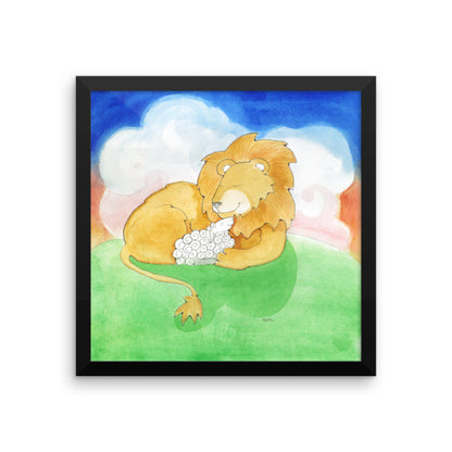 Lion and Lamb Framed Photo Paper Poster