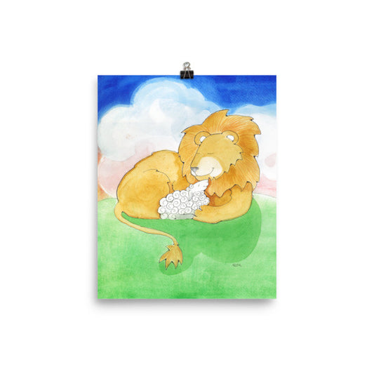Lion and Lamb Together Photo Paper Poster