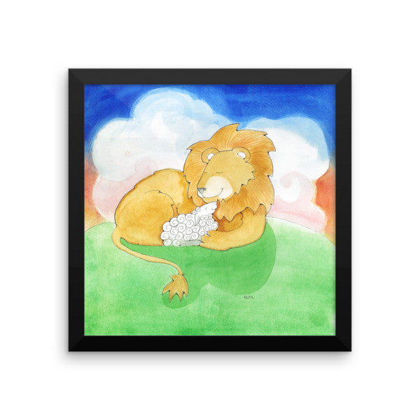 Lion and Lamb Framed Photo Paper Poster