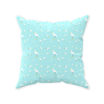 Snowy Egret Pattern Throw Pillow