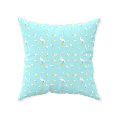 Snowy Egret Pattern Throw Pillow