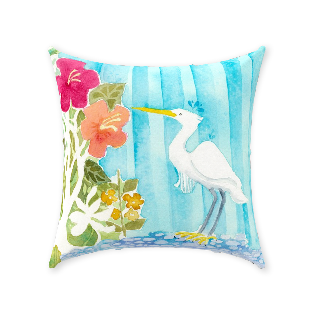 Snowy Egret Throw Pillow