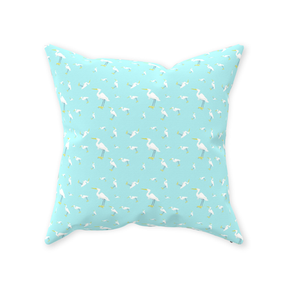 Snowy Egret Pattern Throw Pillow