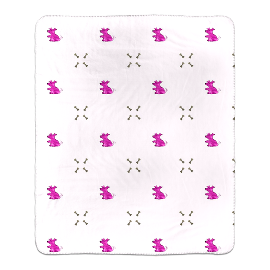 Dog and Diamond Bone Pattern Sherpa Blanket ( Pink)