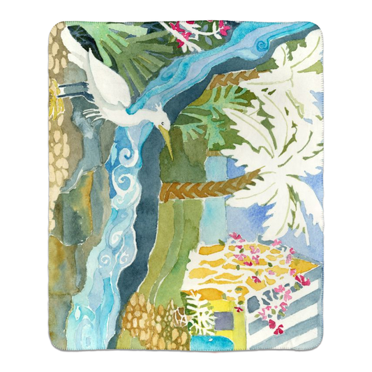 Snowy Egret and Sea Grapes Sherpa Blanket (Copy)