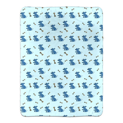 Simple Dog and Bone Pattern Sherpa Blanket ( Blue)