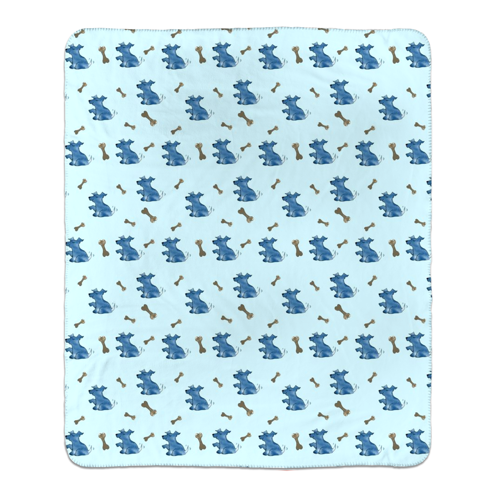 Simple Dog and Bone Pattern Sherpa Blanket ( Blue)