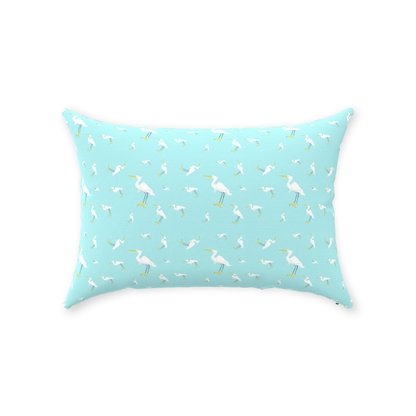 Snowy Egret Pattern Throw Pillow