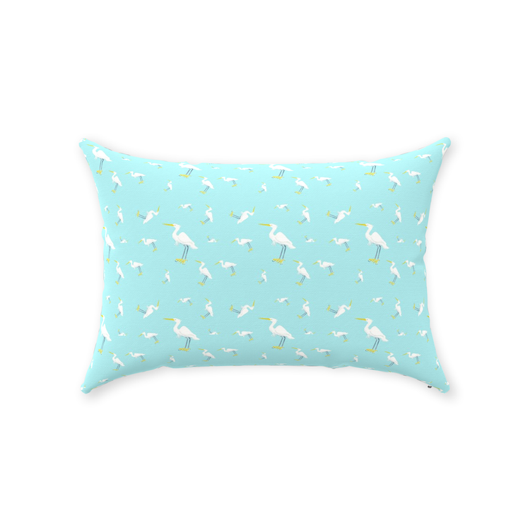Snowy Egret Pattern Throw Pillow