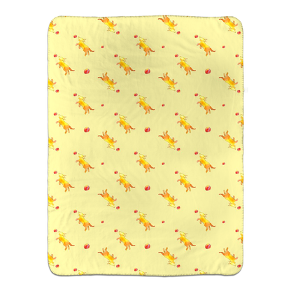 Playful Puppy Pattern Sherpa Blanket ( Yellow)