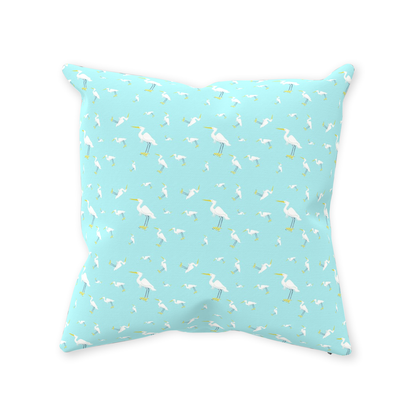 Snowy Egret Pattern Throw Pillow