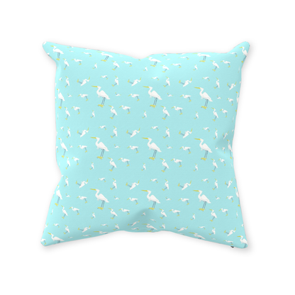 Snowy Egret Pattern Throw Pillow