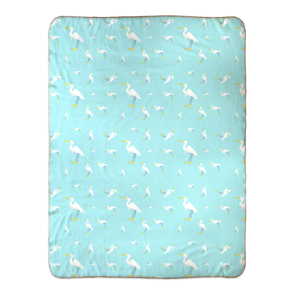 Egret Pattern Fleece Sherpa Blanket