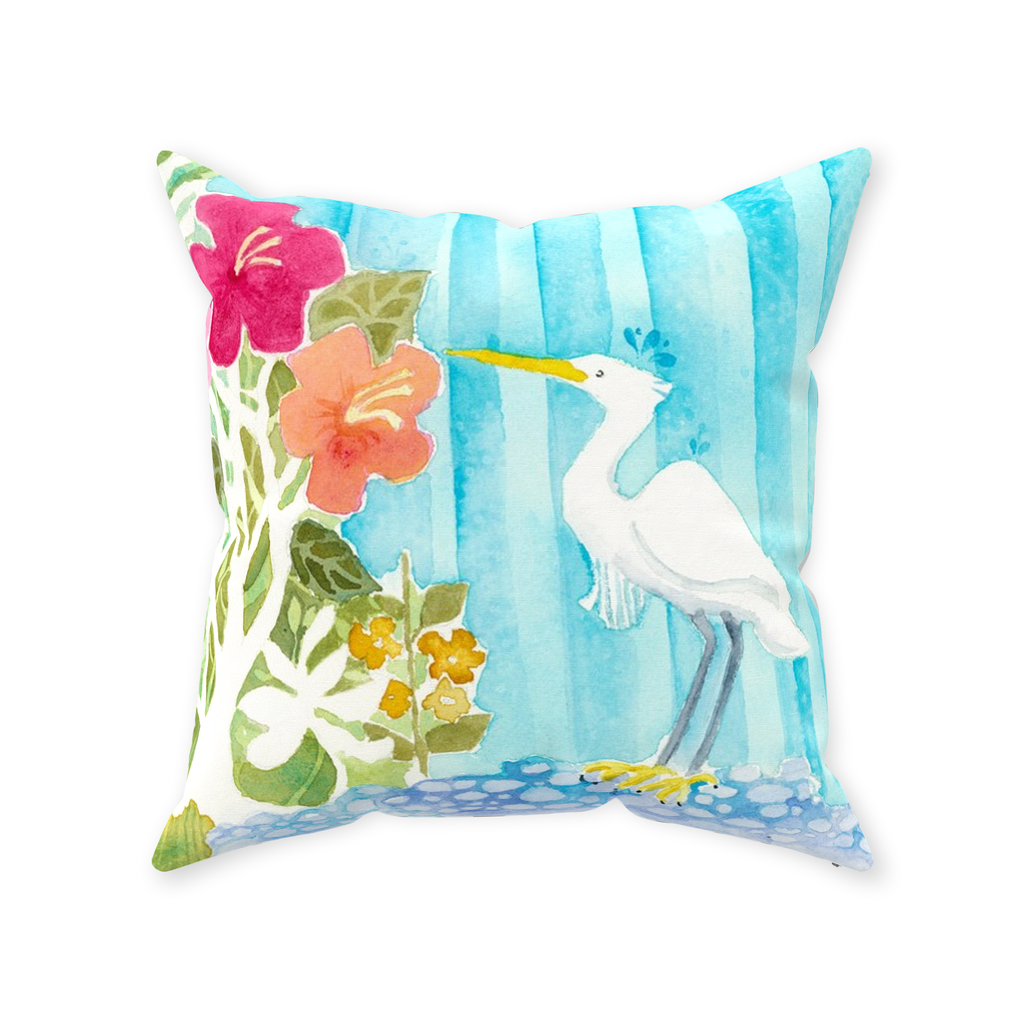 Snowy Egret Throw Pillow