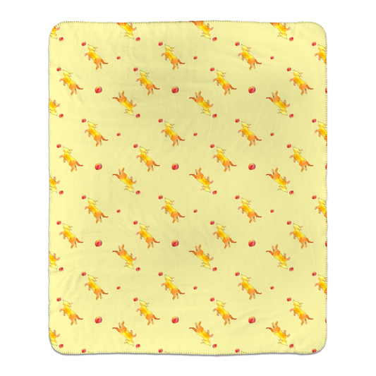 Playful Puppy Pattern Sherpa Blanket ( Yellow)